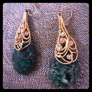 Alexis Bittar Turquoise Gold Crystal Earrings